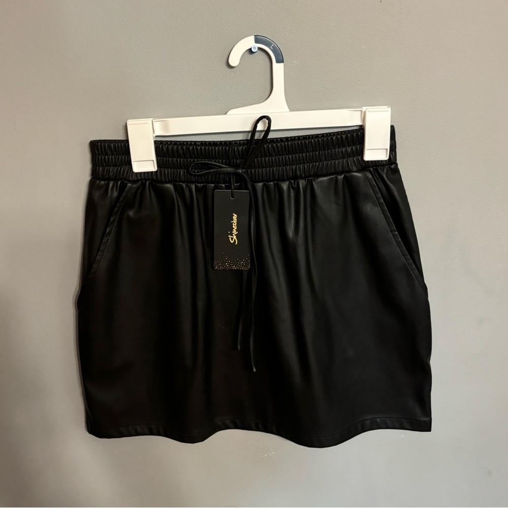 Black leather skirt